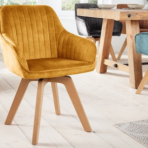 Retro Design Stuhl mit Armlehnen Drehbar viele Farben Senfgelb