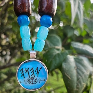 Virtuous Creationz Colorful Beaded YHWH Pendant Necklace (Blue)