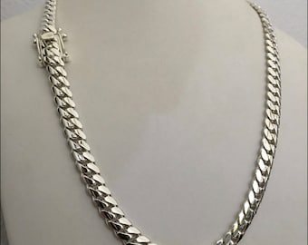 8 mm 22 Zoll 999 reine silberne handgemachte kubanische Gliederkette