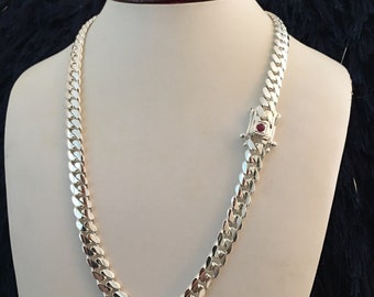 10 mm 22 inch handgemachtes kubanisches Glied 999 Silber (mit echtem Rubin)