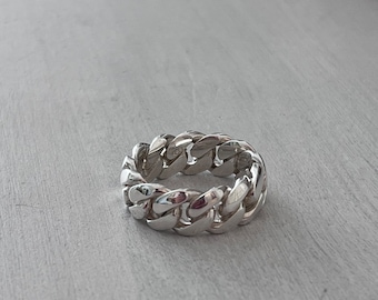 12 mm kubanischer Gliederring aus 999er Silber massiv