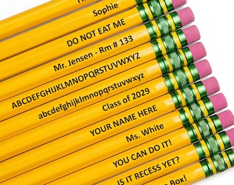 Personalized Pencils | Engraved Pencils | Back to School | 12 Pack Pencils | Ticonderoga Pencils | Student Gift | Custom Pencils | Unique