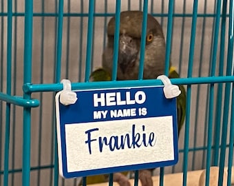 Personalized Bird Cage Name Tags, Custom Name Tags for Bird Cages, Bird Cage Accessories