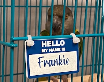 Personalized Parrot Cage Name Tags, Custom Name Tags for Parrot Cages, Parrot Cage Accessories