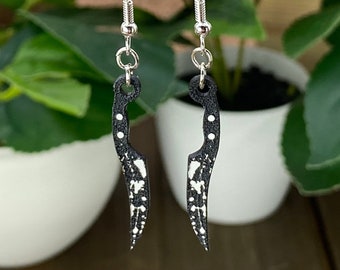 Blood Splatter Knife Dangle Earrings, Halloween Acrylic Earrings