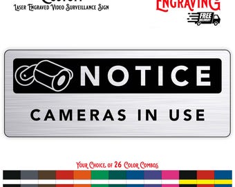Custom Indoor/Outdoor Acrylic Sign - Cameras In Use - Weatherproof Sign - Personalized