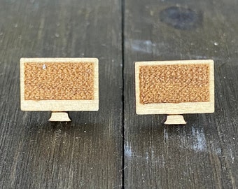 Mini iMac Style Wood Earrings, Hypoallergenic Studs