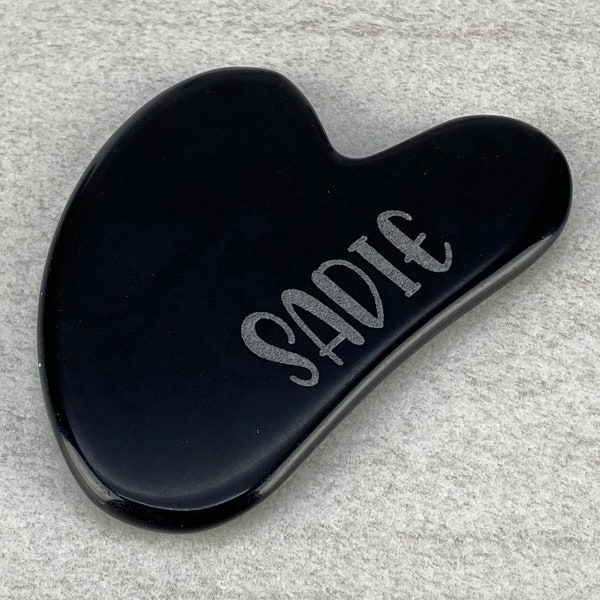 Personalized Gua Sha Stone, Custom Black Obsidian Jade Gua Sha, Gua Sha Obsidian, Black Gua Sha, Gua Sha Board Face Massage Tool