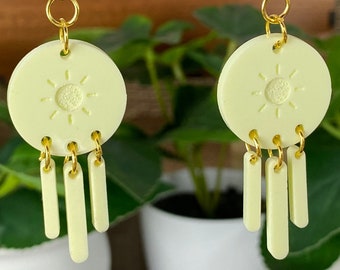 Sunshine Pastel Yellow Dangle Earrings, Summer Earrings, Sunshine Earrings, Unique Earrings, Sunny Weather Dangles