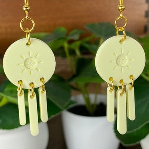 Sunshine Pastel Yellow Dangle Earrings, Summer Earrings, Sunshine Earrings, Unique Earrings, Sunny Weather Dangles