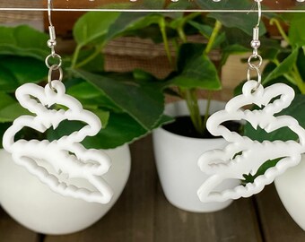 Halloween White Acrylic Bat Dangle Earrings
