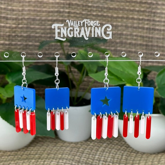 American Flag Dangle Earrings, Stars and Stripes Earrings, USA Earrings, Patriotic Earrings, Freedom Flag Dangle Earrings, Independence Day