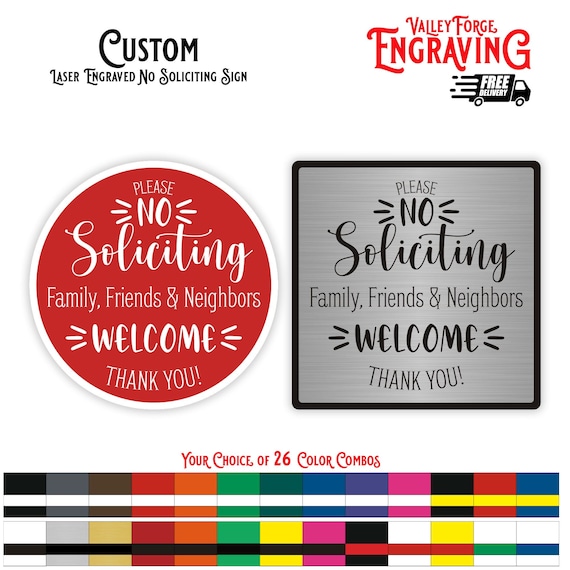 Custom Indoor/Outdoor Acrylic Sign, No Soliciting Sign, Polite No Solicitors Sign, Family Friends & Neighbors Welcome Sign, Personalized