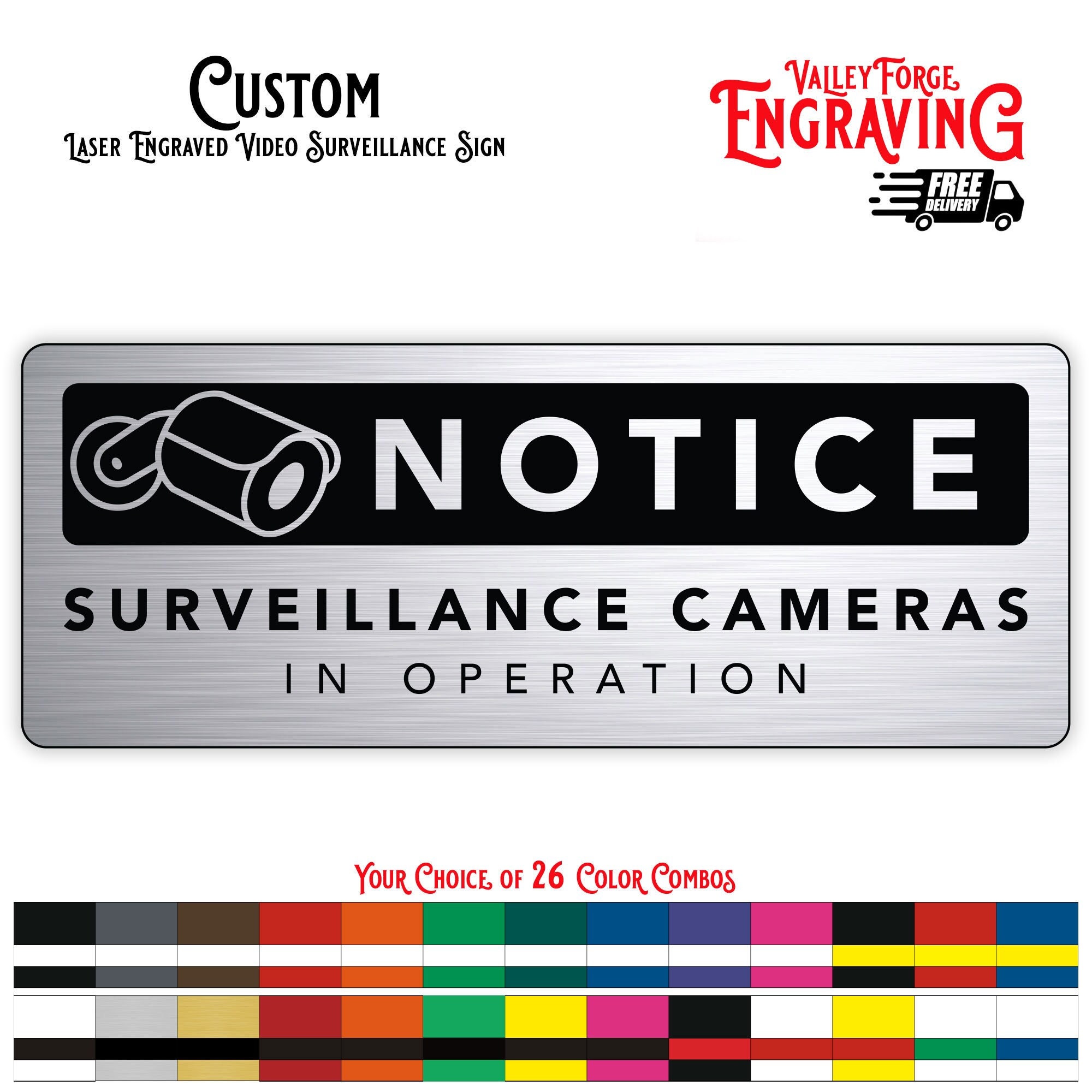 Notice Security Cameras In Use With Graphic Camera Surveillance Property  Safety Alert Caution Warning Aluminum Metal Tin 8x12 Sign Plate