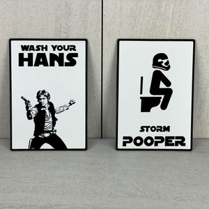 Grappige Star Wars badkamerborden, grappige badkamerborden, Storm Pooper Stormtrooper, Wash Your Hans, Han Solo, Star Wars Gifts, Indoor/Outdoor