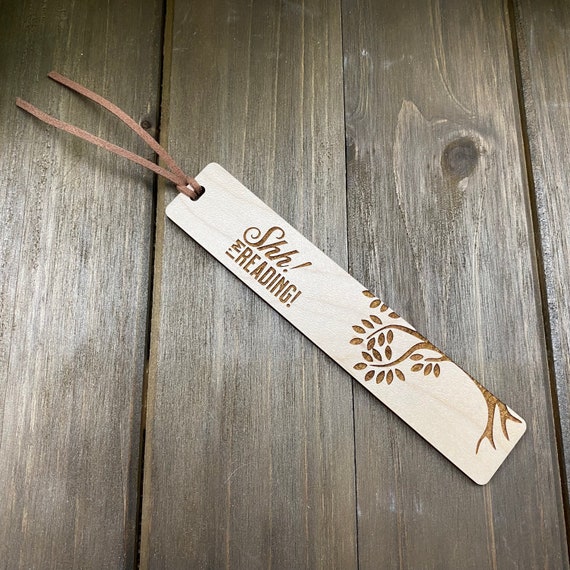Handmade Wooden Bookmark with Leather Tassel, "Shh! I'm Reading!" Bookmark, Unique Bookmarks, Reading Gift Ideas