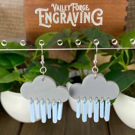 Rain Storm Cloud Dangle Earrings, Rain Storm Earrings, Weather Earrings, Unique Earrings, Stormy Weather Dangle Earrings