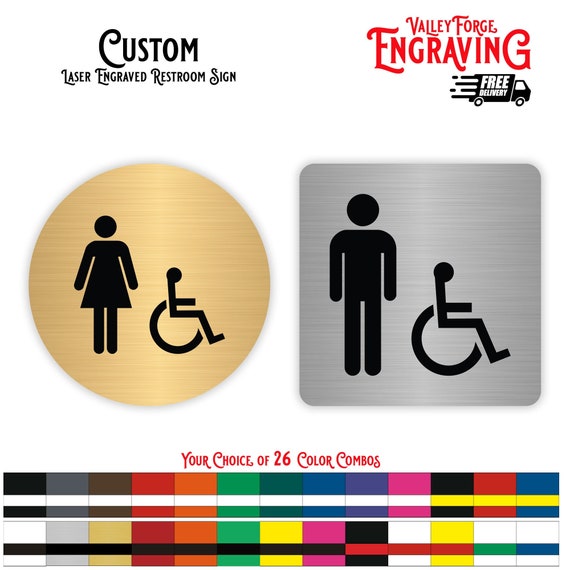 Custom Indoor/Outdoor Acrylic Sign, Minimalist Restroom Sign, Bathroom Sign, Commercial Professional Restroom Sign, Personalized, Waterproof