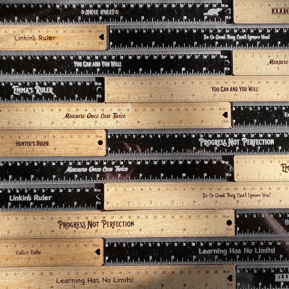 Personalized Rulers | 6 inch or 12 inch Wood or Acrylic Rulers | Great Gift for Teacher | Clear Ruler for Crafter | Back to School Rulers