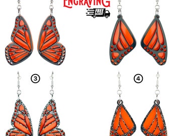 Monarch Butterfly Earrings, Dangling Butterfly Earrings, Acrylic Earrings, Modern Butterfly Earrings, Monarch Earrings, Hypoallergenic