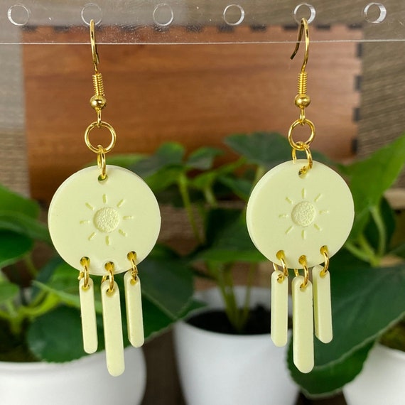 Sunshine Pastel Yellow Dangle Earrings, Summer Earrings, Sunshine Earrings, Unique Earrings, Sunny Weather Dangles