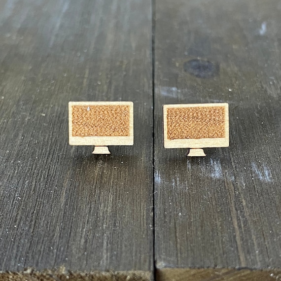Miniature Computer Earrings, Miniature Technology Stud Earrings