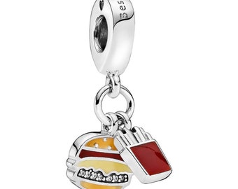 Charms for Pandora Bracelet, 925 Sterling Silver,Burger and Fries Best  Friends Dangle Charm