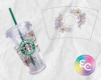 Flores Starbucks Taza Fría Reutilizable 24oz SVG, PNG - Descarga Digital