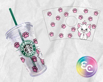 Aristocats Starbucks Taza Fría Reutilizable 24oz SVG, PNG - Descarga Digital