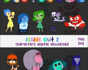 Personajes de Inside Out, SVG, PNG, Amigos de emociones de dibujos animados, Alta resolución