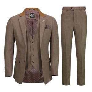 Womens Tweed Trousers 1920s Vintage Blinders Tan Brown Herringbone Tailored  Fit: Buy Online - Happy Gentleman United States