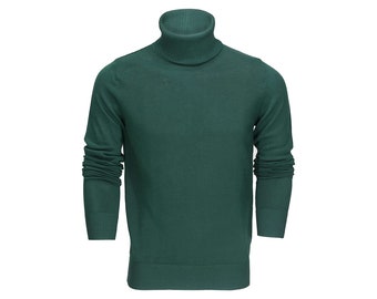 Pull à col roulé pour homme en coton doux tricoté finement en forme de tortue