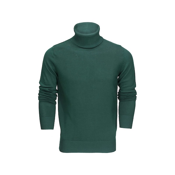 Mens Roll Neck Jumper Soft Cotton Fine Knitted High Turtle Polo Pullover Top