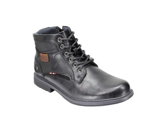 Mens Classic Fashion Ankle Boots Light Weight Lace ups Side Zipped in Black & Tan