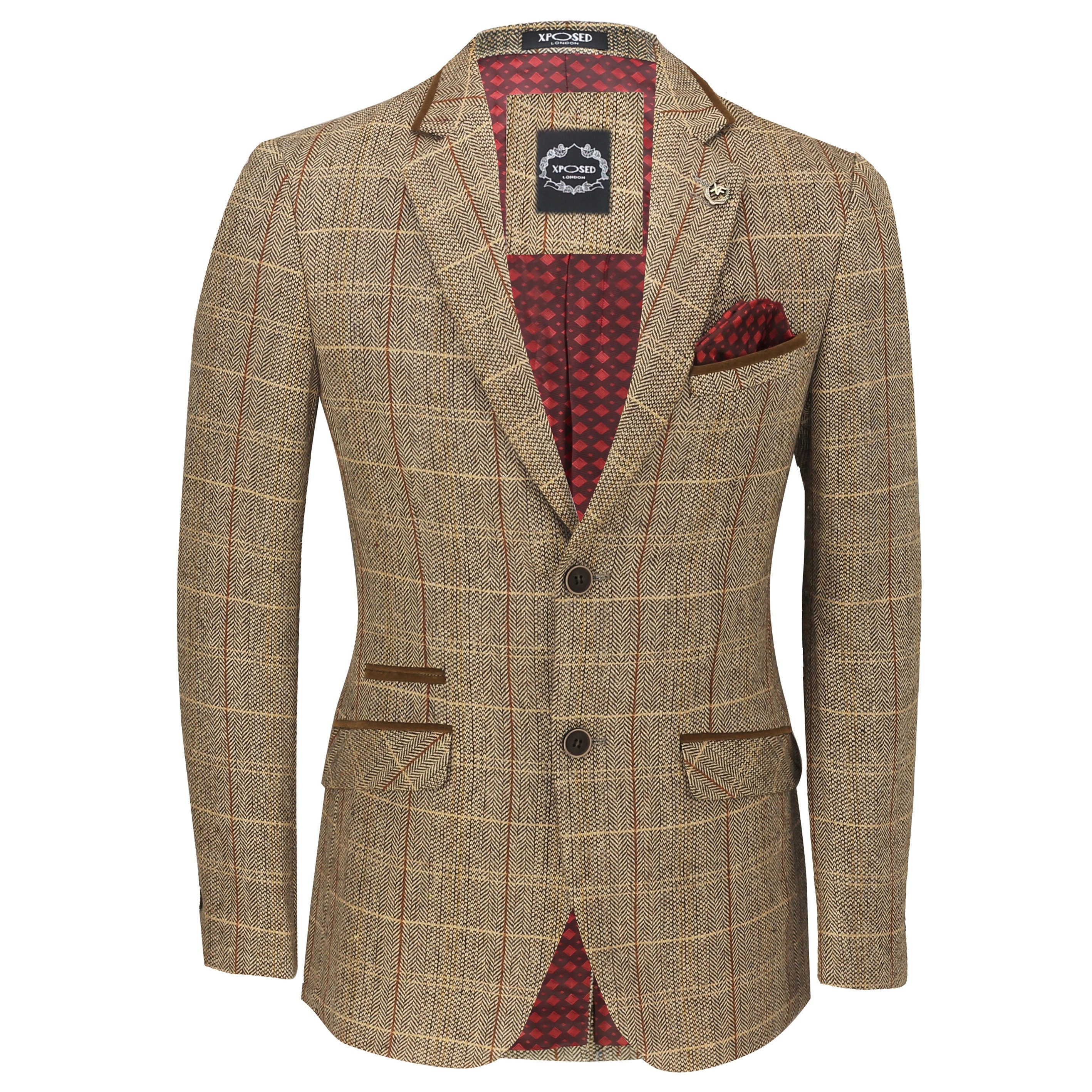 Carlo Mens Classic Tweed Check Blazer in Tan Brown Grey - Etsy UK