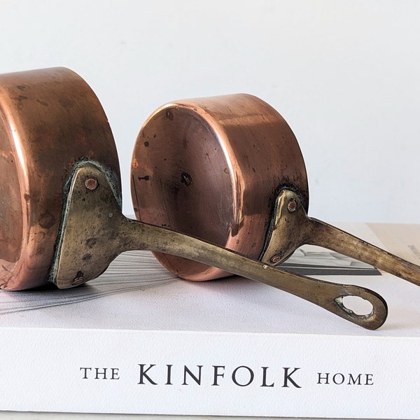 Vintage French Farmhouse Small Copper Pans