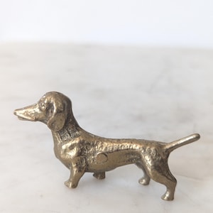 Vintage Brass Miniature Dachshund Dog Figurine