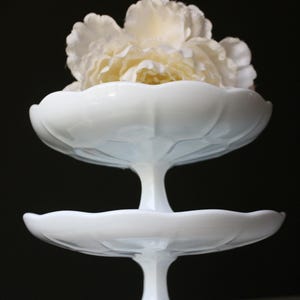 Vintage White Milk Glass Cake Stand, Cake Plate