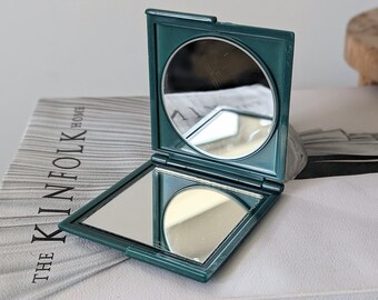 Miroir compact vintage en acrylique marbré vert