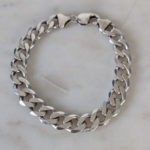 Vintage Chunky Sterling Silver Curb Link Bracelet