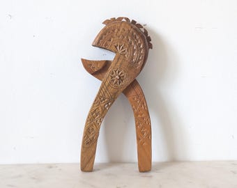 Vintage Indiase houten houten handgesneden notenkraker