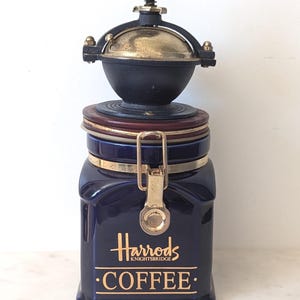 Vintage Harrods Cast Iron and Ceramic Coffee Grinder