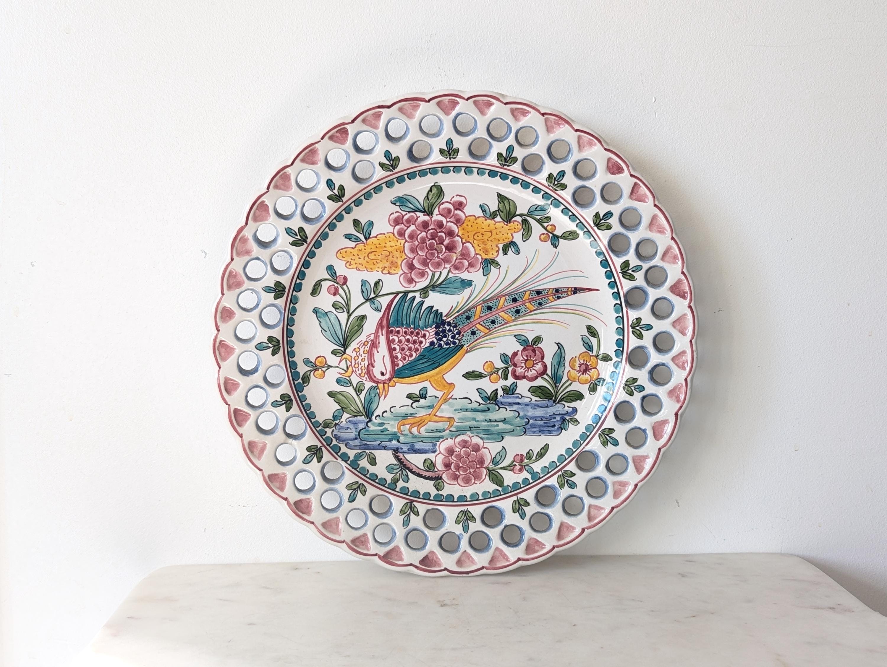 ポルトガル　皿５枚セット VICORZETE AGUEDA Vintage Vicorzette Agueda Portuguese Ceramic Hand Painted Pink