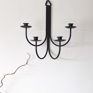Vintage Black Wrought Iron Wall Mounted Candlestick Holder