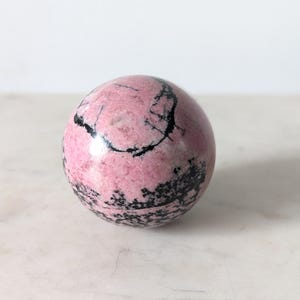 Vintage Large Rhodonite Sphere, Round Marble Onyx Stone