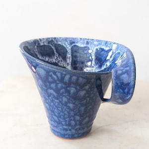 Vintage Handmade Blue and White Drip Glaze Tea Cup