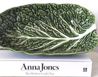 Vintage Large Green Cabbage Leaf Fruit Bowl, Serving Bowl