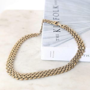Vintage 80s Gold Plated Brick Collar Necklace