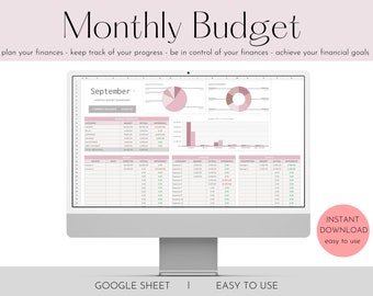 Monthly Budget Spreadsheet, Expense Tracker (Google Sheet)