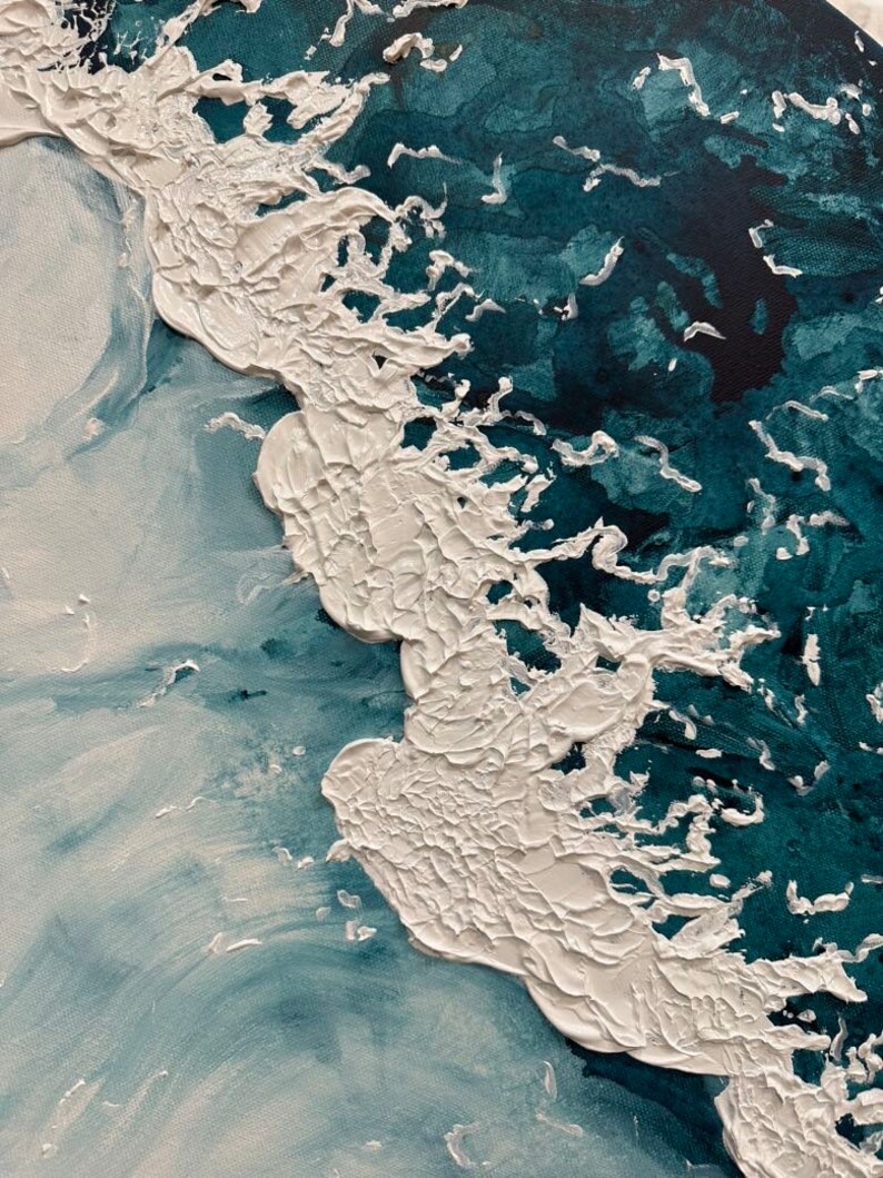 Ocean Wave Maldives Sea Water Abstract Textured Aerial View Painting on ...